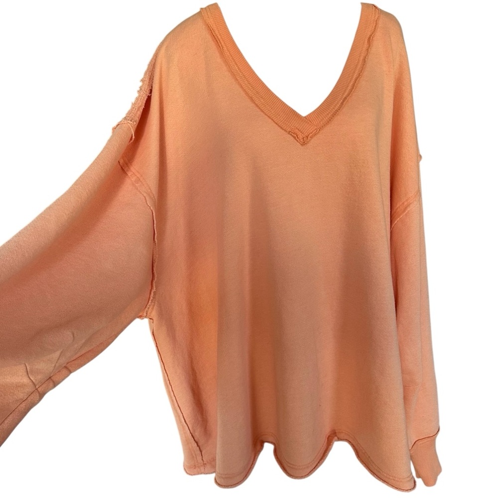 We The Free Oversized V‑Neck Sweatshirt in Peach - Picture 2 of 9
